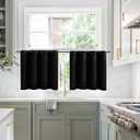 LIMON HOME Blackout Cafe Curtains 36 Inch Length for Kitchen, Soundproof Window Treatment Black Out Half Curtains for Small Winow, Set of 2 Panels