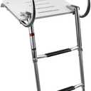 Universal Inboard/Outboard Swimming Ladder with Fiberglass Platform, Telescopic Boat Ladder with 2 Handrails, Extendable Folding Stepladder for Marine, Ship, Yacht and More (3 - Step)