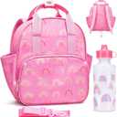 Eccliy Rainbow Toddler Backpack with Leash 12'' Daycare Diaper Bag with and Water Bottle for Girls Preschool Kindergarten Backpack Gifts with Adjustable Shoulder Straps with 2 Large Pockets