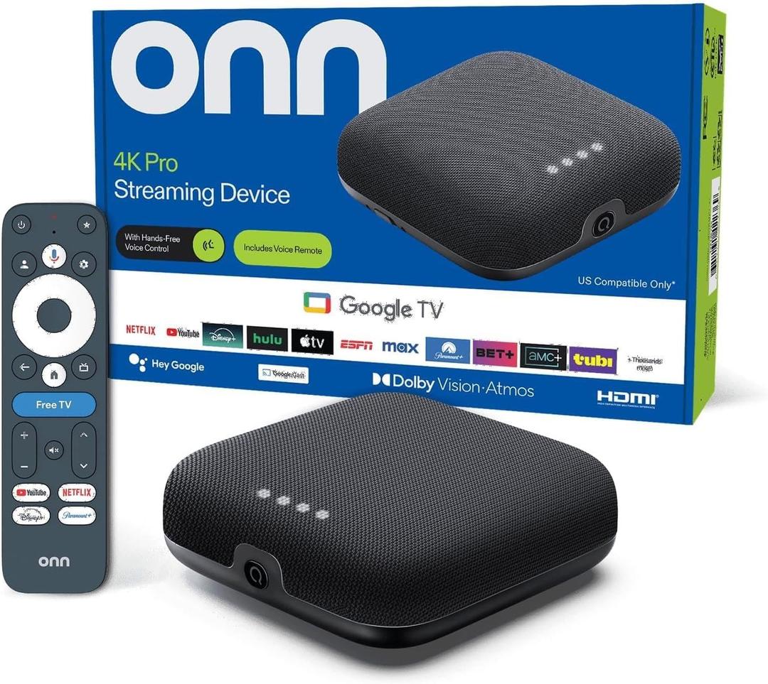 IT'S BRAZILIAN onn 4K Pro Streaming Device, Google TV with Gemini* - Ultra-Fast Streaming, Stunning 4K UHD, 32GB Storage, 3GB RAM, Dolby Vision & Atmos, Find My Remote with Backlight, Ethernet Port