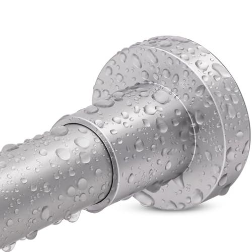 YNL Silver Shower Curtain Rod 32-80 Inch(2.7-6.6ft), Non Slip, Never Rust, No Drill Stainless Steel Spring Tension Shower Rod, Telescoping Curtain Rod for Bathroom Window Living Room