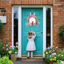 Easter Bunny Butt Wreath, Spring Door Decoration Kit, Colorful Ribbon and Floral Design, 18 x 15.9 Inches, Indoor Outdoor Welcome Sign (Classic)