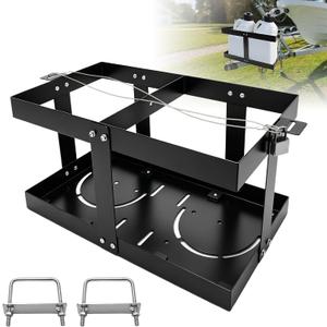 Fuel Jug Holder Gas Can Rack for Trailer, 5 Reinforced Supports Fits Two 5 Gallon Gas Can, Compatible with VP 5.5 Gallon Fuel Jug, with Anti-Theft Lock Cable and Anti-Wear Rubber Pads
