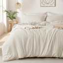 MILDLY Super Soft Duvet Cover - 100% Washed Microfiber Beige Comforter Cover Set 3 Pieces with Zipper Closure & Corner Ties (No Comforter)