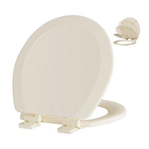 Angol Shiold Slow Close Wood Toilet Seat（Bone, Round 16.5''）