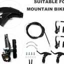 UOIENRT Complete Bike Brake Set Includes Callipers Levers Cables Black, Bicycle Front and Rear Brake Cable, Aluminum Alloy Brake Handlebars and V Bike Brake Kit
