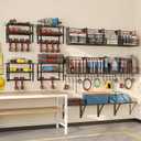 Power Tool Organizer Wall Mount - Multifunctional Garage Organization with Hanging Hooks and Baskets, Wall Shelving Drill Holder, Gift for Man Storage Rack, Black