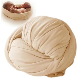 Newborn Photography Props Swaddle Newborn Wraps for Baby Boys Girls Infant Baby Photo Props Shoot Stretch Blanket (Beige)