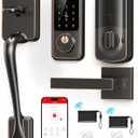 Front Door Lock Set Keyless Entry, Hornbill Smart Deadbolt Lock with Handle, Smart App Control, Electronic Keypad, Bluetooth Password KeyFobs Mechanical Key Unlocking, Oil Rubbed Bronze