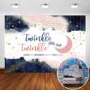 Avezano Navy Blue Blush Pink Gender Reveal Backdrop Twinkle Twinkle Little Star Party Decorations Photography Background Rose Gold and Navy Pregnancy Reveal Surprise Party Photoshoot (7x5ft)