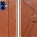 for iPhone 16 Wallet Case,PU Leather Flip Case RFID Blocking Credit Card Holder Folio Magnetic Stand TPU Shockproof Cover Compatible with iPhone 16, Brown