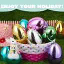 JOYIN 12 Pcs Large Metallic Easter Eggs, 6 Inches Colorful Jumbo Plastic Eggs Fillable for Easter Themed Hunt Basket Stuffers Fillers Filling Treats Party Favor Classroom Prize Supplies