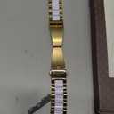 Wearlizer Compatible with Apple Watch Band 38/40/41/42mm Fashion Wristbands Womens, Stainless Steel + Resin Metal Replacement for iWatch Series 11 10 9 8 7 6 5 4 3 SE/Ultra 3 2 1-Gold+White