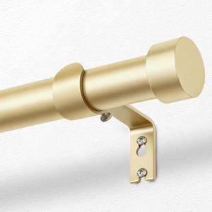 KAMANINA Gold Curtain Rod 32 to 58 Inch (2.6-4.8 Feet), 1 Inch Adjustable Heavy Duty Curtain Rods, Modern Decorative Drapery Rods with End Cap (32"-58")