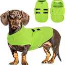 Queenmore Small Dog Sweaters, Soft Fleece Vest Pullover Dog Jacket with Leash Hole, Warm Winter Dog Clothes Cold Weather Doggy Dachshund Sweater for Small Dogs Cats Boy or Girl (Green, S)