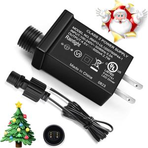 4.5V Class 2 Power Supply, US Plug UL Certified IP44 Waterproof Low Voltage Transformer for 2.7W Christmas Light, String Light Indoor Outdoor Use, Lawn Lamp