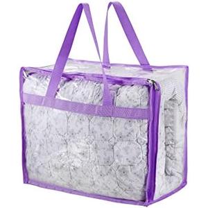 Storage Bags for Sheet, Thin Blanket, Sofa Pillow, Clothes (Purple) 2 pack