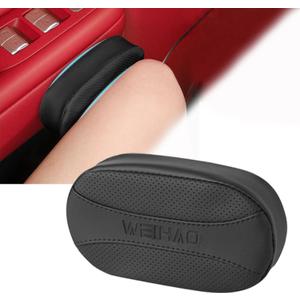 Car Knee Cushion Pad, Car Door Knee Pad Rest Cushion, Center Console Car Knee Pad Protector, Memory Foam Compact Knee Support with Hook & Loop, Nappa Leather Car Knee Support Cushion (Black-1 PC)