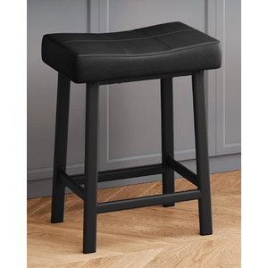 GAOMON Bar Stools Set of 1, 24" Counter Height Upholstered Padded Barstools with Curved Surface, Ergonomic Saddle Seat, Metal Leg and Footrest, for Kitchen Counter, Home Bar