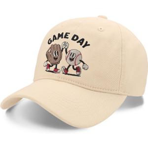 Mom Hat, Suitable for Mom to Wear on Parent-Child Activities, Embroidered Adjustable Cotton Baseball Cap Beige, Adjustable Size: 22-24 inches in circumference, 4.72 inches in height, and 2.75 inches in brim.
