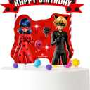 PC Miraculous Ladybug Cake Topper. Cartoon Miraculous Ladybug Party Supplies for Birthday Theme Party.