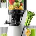 Canoly Cold Press Juicer – 6" Extra-Wide Feed Chute with Dual-Strainers (Juice & Sorbet), Powerful AC Brushless Motor, Self-Precut System, Juicer Machines with BPA-Free (Pearl White)