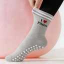 Pilates Socks for Mother's Day,Women Pilates Heart Grip Socks Cuffs,Anti-Skid Cotton Grip for Ballet,Home,Studio 1Pair