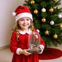 Christmas Decorations Indoor, Light Up Christmas Decor, Christmas Tree, Deer, Mushroom in Plastic Dome Cloche, Miniature Decor for Holiday Party Family Table Decoration