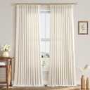 Aersas Natural Pinch Pleat Linen Curtains 90 Inch Length 2 Panels Set for Bedroom Dining Room Semi Sheer Linen Boho Farmhouse Neutral Window Curtains 90 Inches Long for Living Room Nursery 70x90