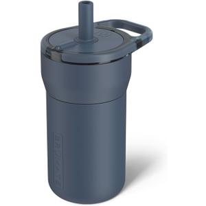 BrMate Leap 12oz 100% Leakproof Kids Tumbler with Handle and Silicone Soft Straw | Drop Resistant Silicone Sleeve | For Kids 4+ | Insulated Stainless Steel | Cup Holder Friendly | (Nightfall Blue)