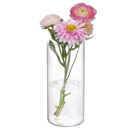Fixwal Glass Cylinder Vases for Centerpieces, 8" H x 3.5" W, Clear Skinny Bud Tall Vase Floating Candle Holder for Table Shelf, Party, Wedding, Home Decor