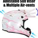 Youth Kids Dirt Bike Helmet for Boys & Girls,F001 Full Face Motorcycle Helmet for Off-Road ATV Street Riding Four Wheeler Mountain Bike with Goggles Gloves,DOT Approved(Pink Flame,M)