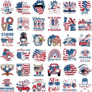 Glenmal 36 Pcs Patriotic Iron on Transfers 4th of July Iron on Decals Patches Independent Day Western Heat Transfers Vinyl Decals for Clothes Bag Covers DIY Decorations Glenmal 36 Pcs Patriotic Iron on Transfers 4th of July Iron on Decals Patches Independent Day Western Heat Transfers Vinyl Decals for Clothes Bag Covers DIY Decorations