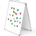 Lincia 24 x 18 Inch Portable Dry Erase Board with Stand, Foldable White Board Double Sided Whiteboard Easel, Silver Aluminum Frame with Metal Handle for Office Home School Teaching Demonstration