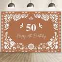 MEHOFOND 7x5ft Mexican Happy 50th Birthday Backdrop, Mexican Theme 50th Birthday Photography Background, Bday Party Decorations Banner Photo Booth Supplies