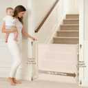 SPACEANY Retractable Safety Baby Gate or Mesh Dog Gate,Durable Portable Mesh Retractable Gate,Easy to Use for Stairs, Doorways, Hallways, Indoor, Outdoor, 33.5" Tall, Up to 45" Wide, Cream