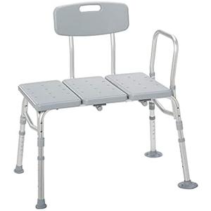 Drive Medical 12011KD-1 Tub Transfer Bench For Bathtub, Height Adjustable Shower Bench with Backrest, Shower Shower Chair Bath Seat for Elderly, Seniors, Arm Support for Transfer, 400 Weight Cap