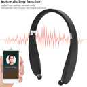 Dilwe SX?991 Stereo Bluetooth5.0 Headphones Neckbands with Retractable Earbuds,Foldable Bluetooth5.0 Headphones Speaker 2 in 1,Universal Sports Earphone,for Home Office,Video