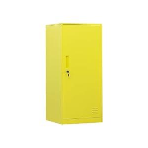 DAYTOYS 1 Door Metal Vertical Storage Locker for Kids Bedroom, Children Room, School, Office, Home, Stackable Steel Storage Cabinet for Toys, Sports Equipment, Anti-Tilting Device. (1D, Yellow)