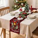 Artscope Wreath Merry Christmas Table Runner, Xmas Winter Holiday Kitchen Dining Table Decoration for Christmas Home Decor 13x120 Inch-Buffalo Plaid Red