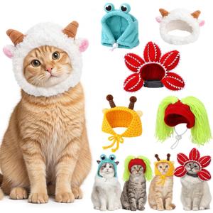 Weewooday 5 Pieces Cat Hats Costume Bunny Hat Outfit with Ears Small Dogs Kitten Puppy Party Costume Accessory Headwear(Classic Style)