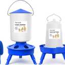 Chick Feeder and Waterer Set with 3 Adjustable Height, Scoop, 0.8Gal Top Fill Chick Feeder and 0.4Gal Waterer Anti-Drown for Raising Chicks in Brooder Blue