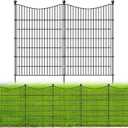 8 Panels No Dig Dog Fence Outdoor for Yard, 48 in(H) X 21 ft(L) Decorative Tall Garden Fence Animal Barrier, Rustproof Metal Wire Garden Edging and Borders, Temporary Fencing Stakes