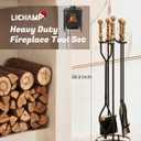 Lichamp Fireplace Tools Set, 5-Pieces Indoor Outdoor Sturdy Fire Place Poker Sets with Retro Gold Handle, FTS45GD