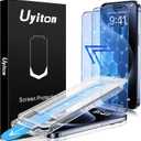 Uyiton Anti-Blue Light for iPhone 15 Pro Max Screen Protector - Unbreak-Glass Full Coverage Case Friendly Scratch Resistance 9H Tempered Glass Screen Protector for iPhone 15 Pro Max, 2 Pack