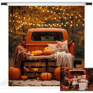 Kate Fall Phography Backdrops Autumn Trunks Harvest Pumpkin Photo Backdrop Thanksgiving Party Photoshot Props 8x8ft