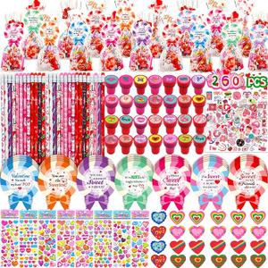 bider 268 pcs Valentines Day Gifts for Kids Girls Boys Toddlers Classroom Valentines Goodie Bags Stuffers Valentine Gift for Kids Valentines Classroom Party Favors Prizes From Teacher