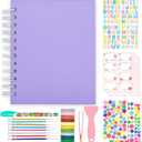 Kids Scrapbook Self Adhesive Photo Album 25 Pages Hard Cover DIY Photo Album for Instant Camera Print Paper with DIY Accessories (Purple)