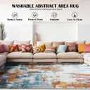 Area Rug 5x7 Washable Rugs Modern Abstract Area Rug Soft Non-Slip Non-Shedding Faux Wool Stain Resistant Floor Carpets for Living Room Bedroom Dining Room Kids Room Home Office (Gold/Multi, 5' X 7' (Rectangular) 