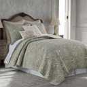 Levtex Home - Lyon Teal Quilt Set - King/Cal King Quilt + Two King Pillow Shams - Bird Toile - Teal, Brown, Cream - Quilt Size (106x92in.), Sham Size (36x20in.) - Reversible - Cotton Fabric